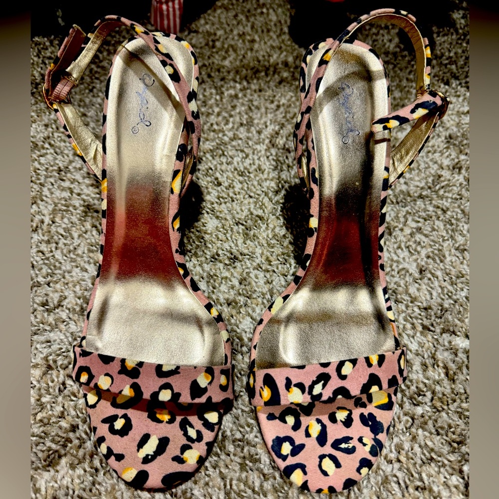 Pink Leopard Strap heels